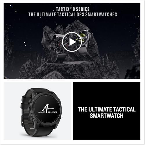 Garmin Tactix 8 51mm AMOLED Display Smart Watch, Built-in Flashlight, 29 Days Battery Life, Premium Tactical GPS Smartwatch, Includes Applied Ballistics Ultralight Solver Bundle with Earbuds and More
