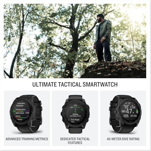 Garmin Tactix 8 51mm Solar Charged Display Elite Premium Tactical GPS Smartwatch, Includes Applied Ballistics Elite Solver, Built-in Flashlight, 48 Days Battery Life Bundle