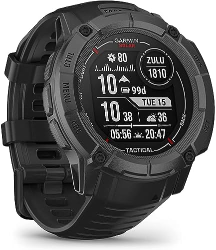 Garmin 010-02805-13 Instinct 2X Solar Rugged GPS Smartwatch Tactical Edition Black Bundle with Garmin Heart Rate Monitor Accurate Heart Rate & HRV Data Strap M-XL and Collapsable Water Bottle