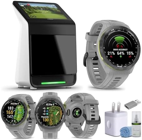 Garmin Approach R50 Premium Golf Launch Monitor and Simulators with Carrying Case, Advanced Ball and Club Metrics + Garmin Approach S70 Premium GPS Golf WatchS, Gray (42mm) Bundle