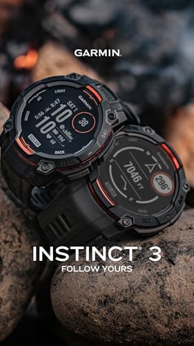 Garmin Instinct 3 45mm AMOLED Display Outdoor GPS Smartwatch, Metal-Reinforced Bezel, Built-in Flashlight, 18 Days Battery Life, Black (010-02936-00) with Earbuds Bundle