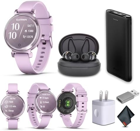 Garmin Lily 2 Small and Stylish Smartwatch Up to 5 Days Battery Life Hidden Display Patterned Lens Metallic Lilac (010-02839-01) Fitness Smart Watch Bundle for Women