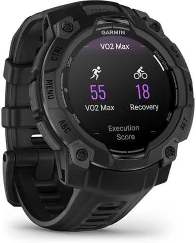 Garmin Instinct 3 50mm, AMOLED Display, Rugged Outdoor GPS Smartwatch, Metal-Reinforced Bezel, Built-in Flashlight, Up to 18 Days of Battery Life, Charcoal