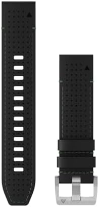 Garmin QuickFit 22 Watch Straps Leather/FKM Hybrid Strap, Black/Green - 010-1322...