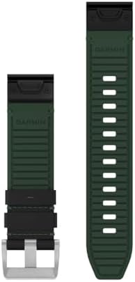 Garmin QuickFit 22 Watch Straps Leather/FKM Hybrid Strap, Black/Green - 010-13225-09