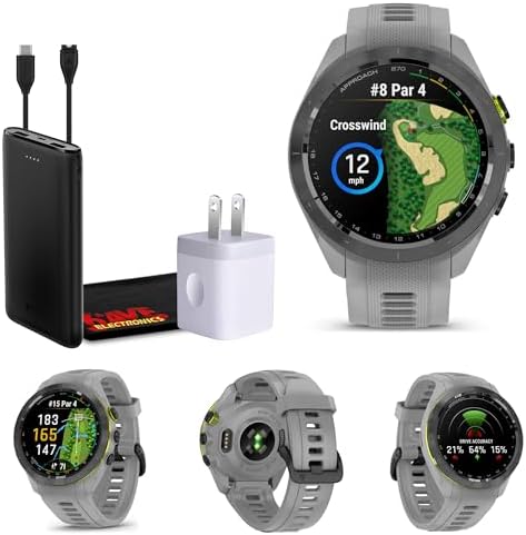 Garmin Approach S70 42MM GPS Golf Fitness Tracker Premium Smartwatch for Men, Lightweight 1.2" Touchscreen AMOLED Display and 42000 Preloaded Courses -Gray- Garmin Watches for Men