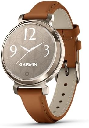 Garmin Lily 2, Small and Stylish Smartwatch, Hidden Display, Patterned Lens, Up to 5 Days Battery Life, Tan (Renewed)