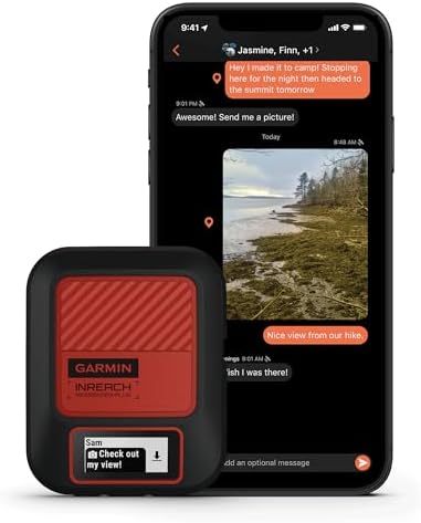 Garmin inReach Messenger Plus, SOS Handheld Satellite Communicator with Photo, Text & Voice Messaging Without Cell Service, 25 Days Battery Life, Bundle with Accessories