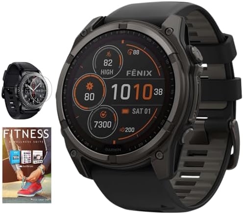 Garmin Fenix 8 47mm Solar Sapphire Multisport GPS Smartwatch, Carbon Gray DLC Ti...