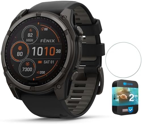Garmin Fenix 8 47mm Solar Sapphire Multisport GPS Smartwatch, Carbon Gray DLC Ti...