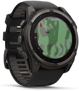 Garmin Fenix 8 47mm Solar Sapphire Multisport GPS Smartwatch, Carbon Gray DLC Titanium with Black/Pebble Gray, 010-02906-10 - Bundle w/Deco Essentials 26-Month CPS Plan