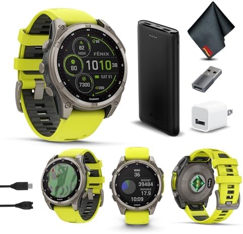 Garmin Fenix 8 47MM Solar Sapphire Multisport GPS Smartwatch Titanium with Amp Y...