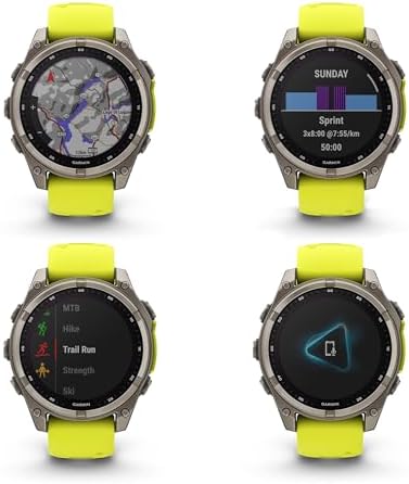 Garmin Fenix 8 47MM Solar Sapphire Multisport GPS Smartwatch Titanium with Amp Yellow Silicone Band, 48 Days Battery Life, Built-in LED Flashlight, Health & Fitness Smart Watch Bundle for Men & Women