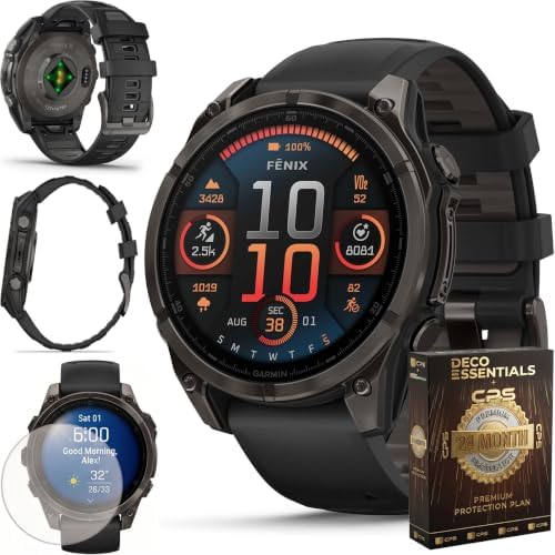 Garmin Fenix 8 47mm AMOLED Sapphire Multisport GPS Smartwatch, Carbon Gray Titan...