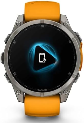 Garmin Fenix 8 47mm AMOLED Sapphire Multisport GPS Smartwatch, Titanium with Spark Orange Silicone Band, 010-02904-10 - Bundle w/Deco Essentials 26-Month CPS Plan
