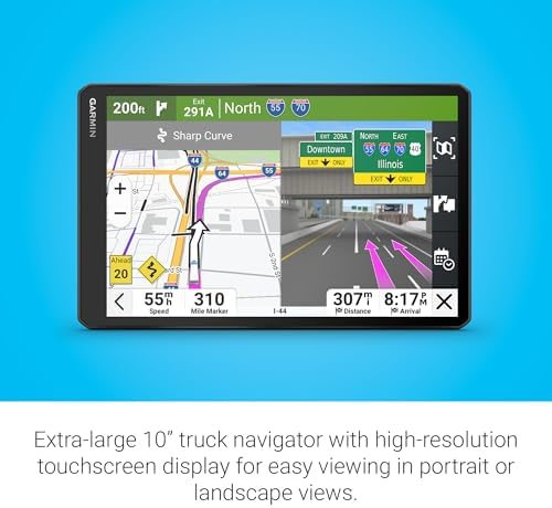 Garmin dēzl OTR1020, Extra-Large High-Res 10” GPS Truck Navigator, Custom Routing, Satellite Imagery, Wind Speed, Community-Shared Loading Docks, Entrances and Parking