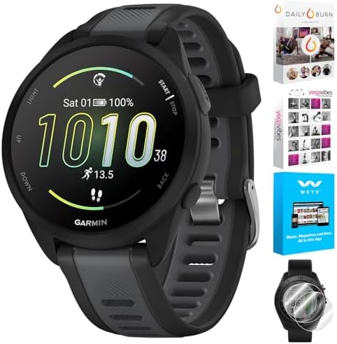 Garmin 010-02863-20 Forerunner 165 Smart Sport Watch, Black + Slate Gray | Offic...