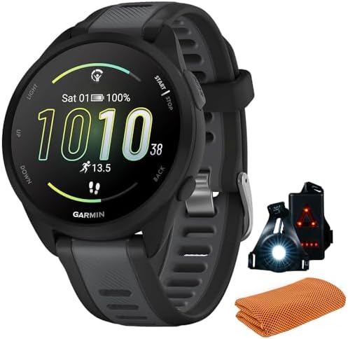 Garmin 010-02863-20 Forerunner 165 Smart Sport Watch, Black + Slate Gray | Offic...