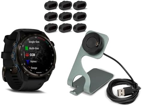 Garmin Descent Mk3i Watch Style-Dive Computer Bundle with Charger Stand and Port Plugs (3 Items)