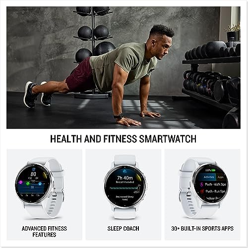 Garmin Venu 3S (Refurbished) Soft Gold Stainless Steel Bezel 1.2-Inch AMOLED Touchscreen Display Smart Watch with 41mm Rose Case and Silicone Band, 010-N2785-03