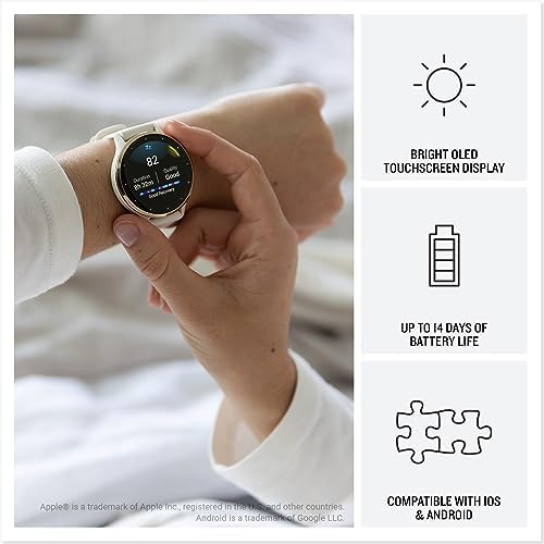 Garmin Venu 3S (Refurbished) Soft Gold Stainless Steel Bezel 1.2-Inch AMOLED Touchscreen Display Smart Watch with 41mm Rose Case and Silicone Band, 010-N2785-03