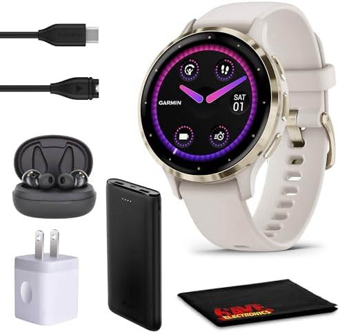 Garmin Venu 3S Advanced Fitness and Health Tracker Smart Watch Soft Gold Stainless Steel Bezel with Ivory Case and 41 MM Silicone Band 1.2 Inch AMOLED Touch Screen Display