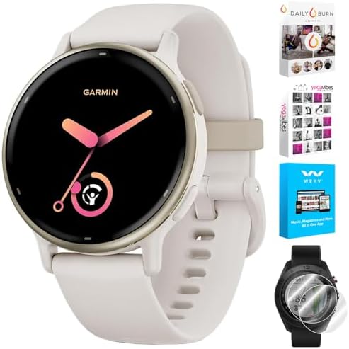 Garmin 010-02862-11 Vivoactive 5 Fitness Smartwatch, Ivory Bundle with Deco Essentials 2-Pack Screen Protector and Tech Smart USA Fitness & Wellness Suite