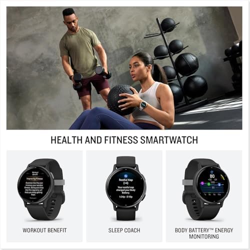 Garmin 010-02862-11 Vivoactive 5 Fitness Smartwatch, Ivory Bundle with Deco Essentials 2-Pack Screen Protector and Tech Smart USA Fitness & Wellness Suite