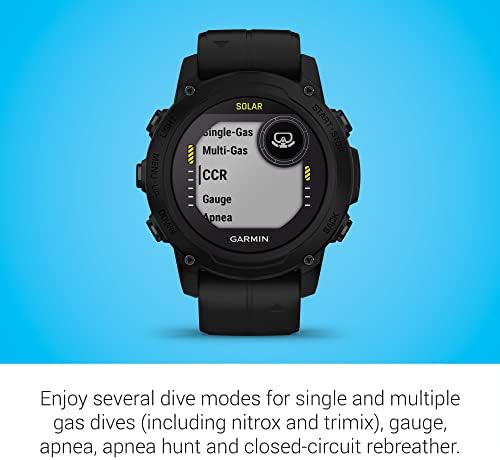 Garmin Descent G1 Solar, Rugged Dive Computer with Solar Charging Capabilities, Multiple Dive Modes, Activity Tracking, Black (Renewed)