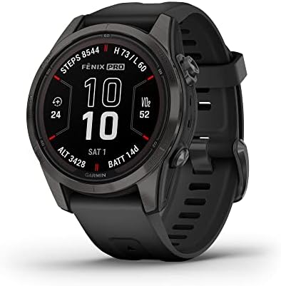 Garmin fēnix 7S Pro Sapphire Solar, Multisport GPS Smartwatch, Built-in Flashlight, Solar Charging Capability, Black