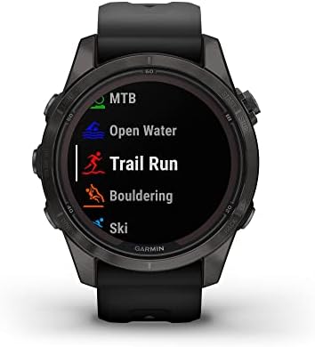 Garmin fēnix 7S Pro Sapphire Solar, Multisport GPS Smartwatch, Built-in Flashlight, Solar Charging Capability, Black