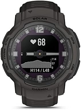 Garmin Instinct Crossover Solar, Rugged Hybrid Smartwatch with Solar Charging Capabilities, Analog Hands and Digital Display, Graphite
