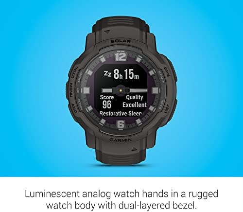 Garmin Instinct Crossover Solar, Rugged Hybrid Smartwatch with Solar Charging Capabilities, Analog Hands and Digital Display, Graphite