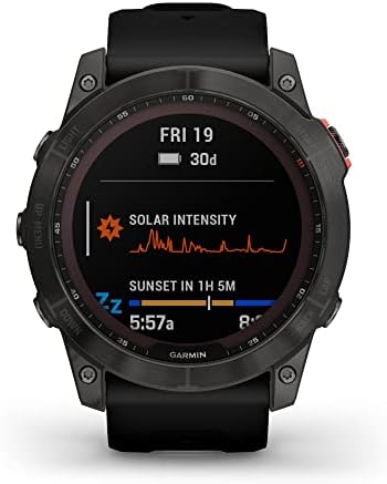 Garmin Fenix 7X Solar, Larger Sized Adventure smartwatch, with Solar Charging Capabilities, Rugged Outdoor Watch with GPS, Touchscreen, Health and Wellness Features, Slate Gray with Black Band