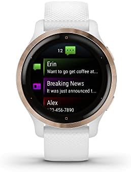 Garmin Venu 2S, Smaller-Sized GPS Smartwatch with Advanced Health Monitoring and Fitness Features, Rose Gold Bezel with White Case and Silicone Band, (010-02429-03)