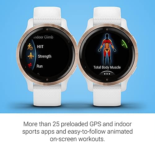 Garmin Venu 2S, Smaller-Sized GPS Smartwatch with Advanced Health Monitoring and Fitness Features, Rose Gold Bezel with White Case and Silicone Band, (010-02429-03)