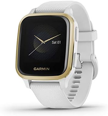Garmin Venu Sq, GPS Smartwatch with Bright Touchscreen Display, Up to 6 Days of Battery Life, Light Gold and White - 010-02427-01
