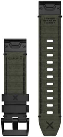 Garmin QuickFit 22 Watch Bands - Genuine Horween Leather Strap – Black