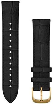 GARMIN Quick Release Band 20mm Black Embossed Italian Leather/24K Gold PVD 010-12924-62