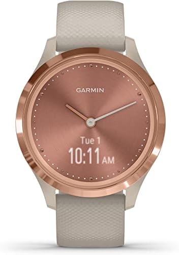 Garmin Hybrid Smartwatch with Real Watch Hands and Hidden Color Touchscreen Displays, Rose Gold with Light Sand case and Band, 39mm, 010-02238-02