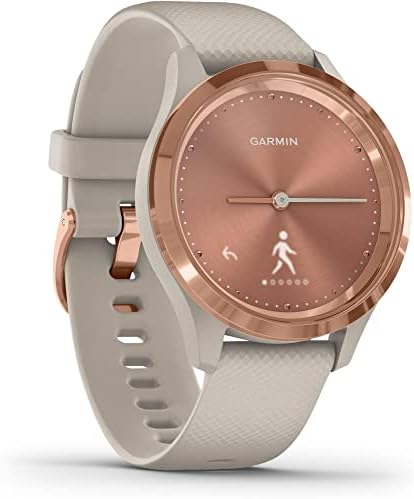 Garmin Hybrid Smartwatch with Real Watch Hands and Hidden Color Touchscreen Displays, Rose Gold with Light Sand case and Band, 39mm, 010-02238-02