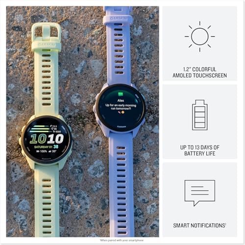Garmin Forerunner 70, Easy-to-Use GPS Running Smartwatch, Advanced Training Metrics and Recovery Insights, Up to 13 Days of Battery Life, Cool Lavendar