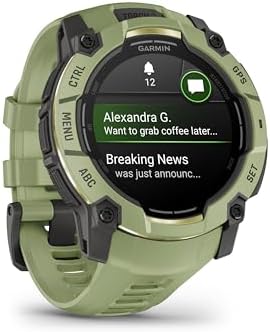 Garmin Instinct 3 – 50 mm, AMOLED Display, Rugged Outdoor GPS Smartwatch, Built-in Flashlight, Alpine Rush Collection Limited Edition Color, Fern Green with Fern Green Band