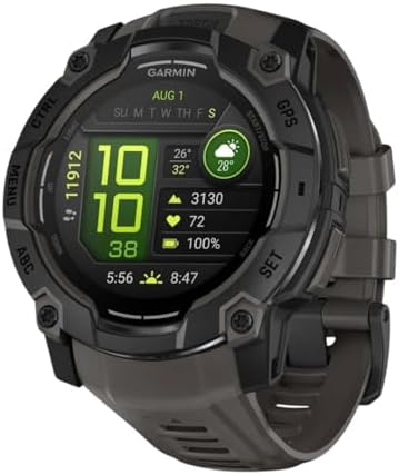 Garmin Instinct 3 50mm, AMOLED Display, Rugged Outdoor GPS Smartwatch, Metal-Reinforced Bezel, Built-in Flashlight, Up to 18 Days of Battery Life, Charcoal (Renewed)