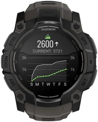 Garmin Instinct 3 50mm, AMOLED Display, Rugged Outdoor GPS Smartwatch, Metal-Reinforced Bezel, Built-in Flashlight, Up to 18 Days of Battery Life, Charcoal (Renewed)