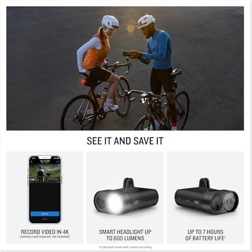 Garmin Varia Vue, Cycling Headlight and 4k Camera, Light Intensity up to 600 Lumens, Crystal-Clear Video Recording, Incident Detection While Cycling
