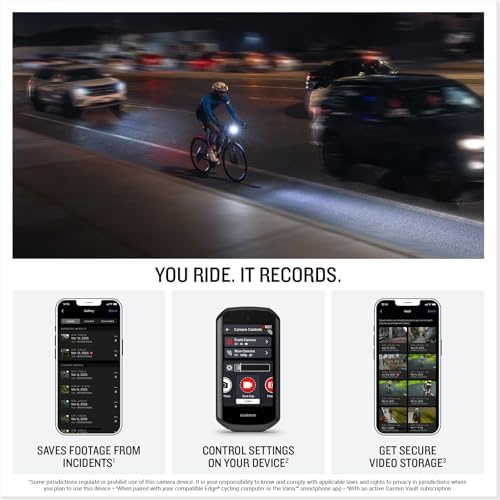 Garmin Varia Vue, Cycling Headlight and 4k Camera, Light Intensity up to 600 Lumens, Crystal-Clear Video Recording, Incident Detection While Cycling