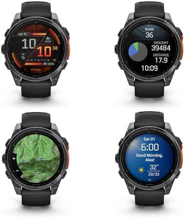 Garmin Fenix 8 47MM AMOLED Premium Multisport GPS Smartwatch Slate Gray with Black Silicone Band, Built-in LED Flashlight, Fitness and Health Smart Watch Bundle for Men and Women