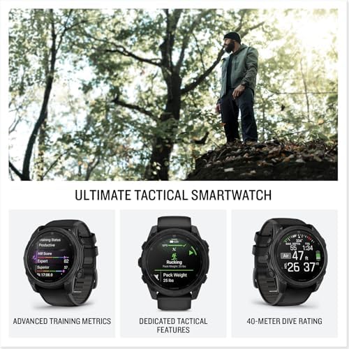 Garmin tactix 8 47mm, AMOLED Display, Premium Tactical GPS Smartwatch, Includes Applied Ballistics Ultralight Solver