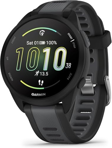 Garmin Forerunner 165, G010-N2863-20 GPS, Black/Slate Grey, WW (Renewed)